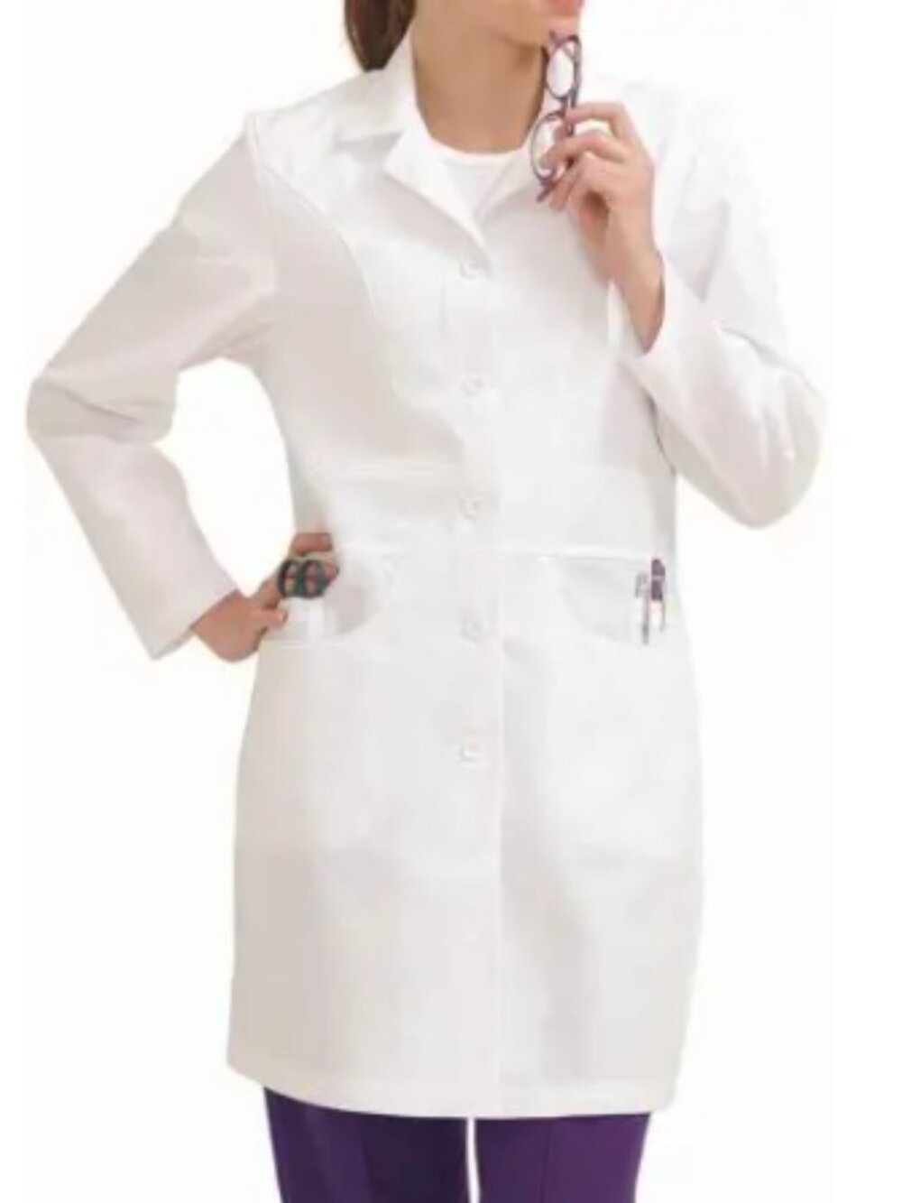 Landau 8723 Women's J-Pocket Lab Coat - White